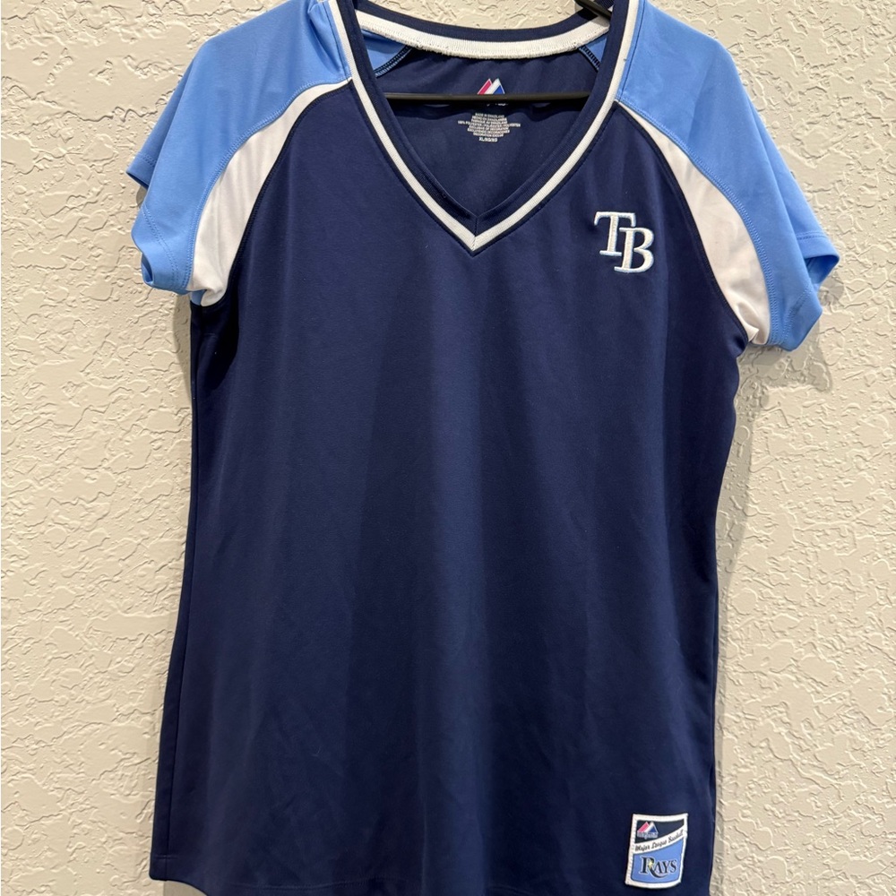 Majestic Tampa Bay Rays Women’s Shirt Blue and White